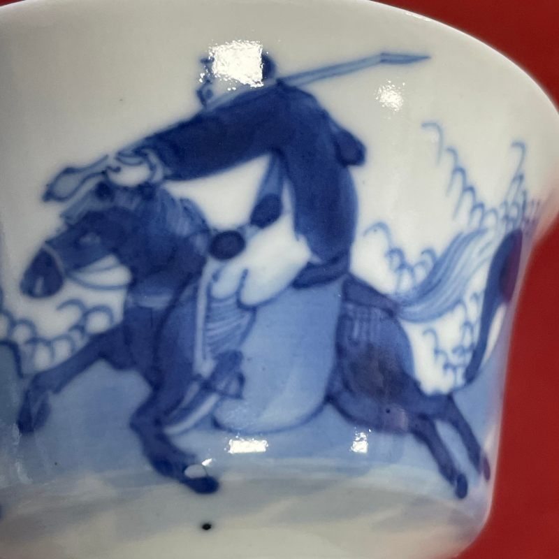 清光绪 青花狩猎图小杯四只 - 图12