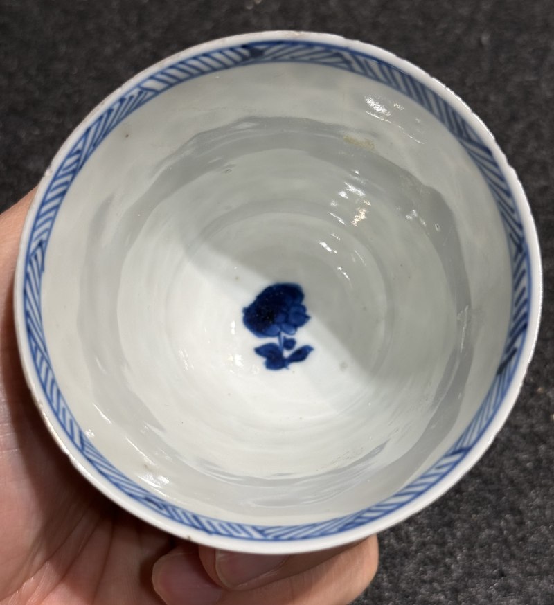 清康熙 青花花卉紋杯碟三套 - 图10