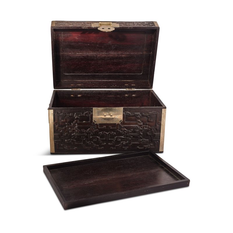 十八世紀 紫檀壽字螭龍紋長方箱 | A ZITAN RECTANGULAR 'LONGEVITY' CHEST - 图8