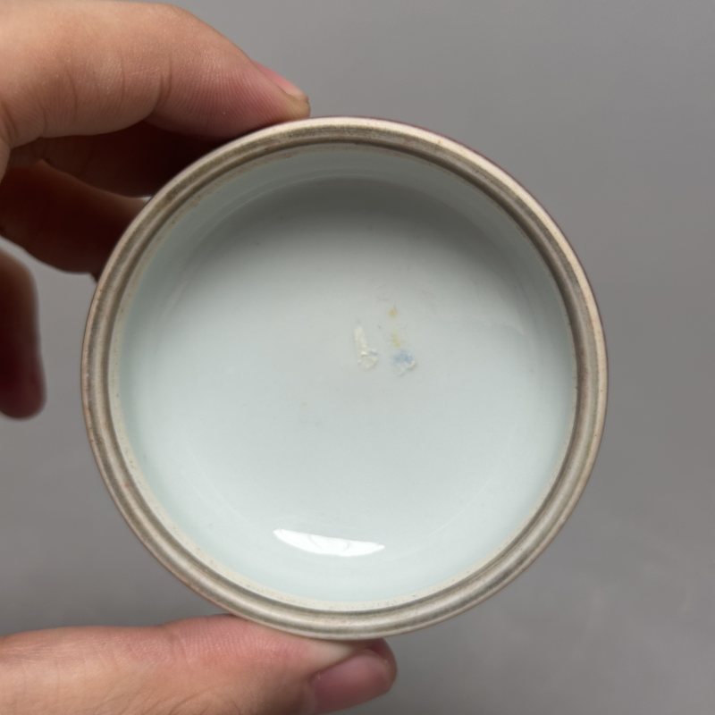 清晚期 豇豆红印泥盒 - 图4