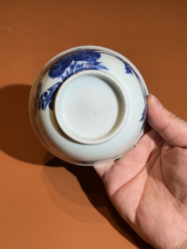 清雍正 青花花卉纹茶圆一对 - 图9