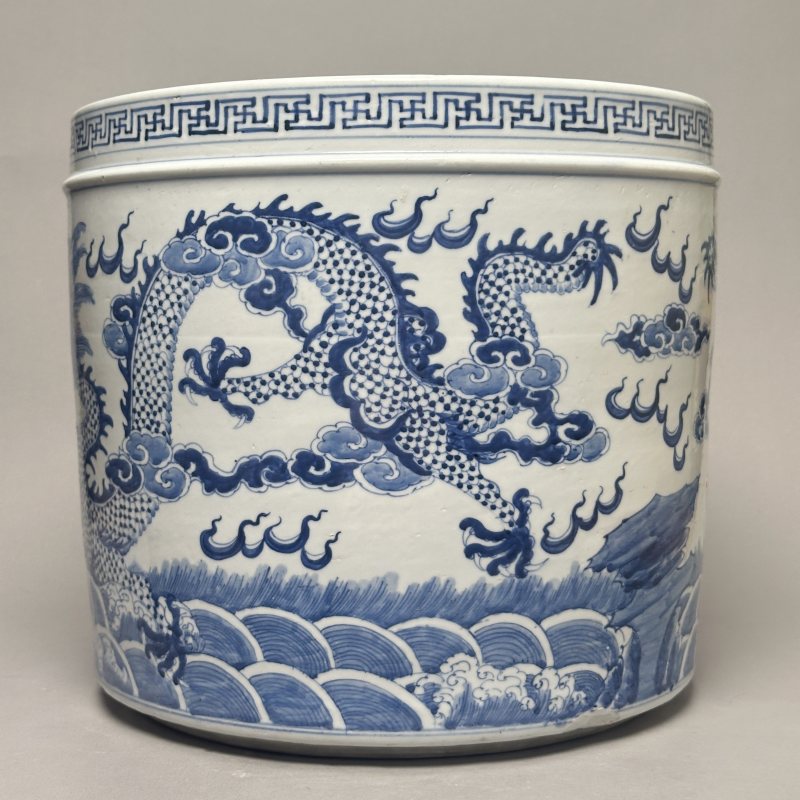 清光绪 青花双龙赶珠纹香炉 - 图5