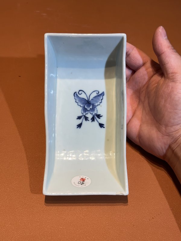 清乾隆 青花花卉诗文茶船 - 图6