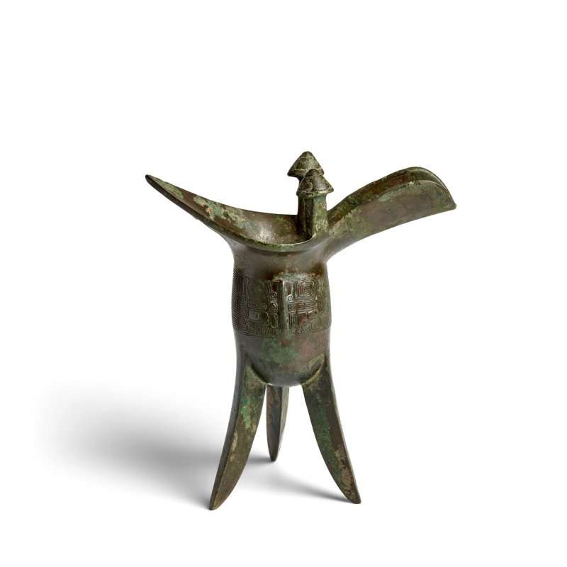 商晚期 青銅祖癸爵 | AN ARCHAIC BRONZE LIBATION WINE CUP, JUE - 图3