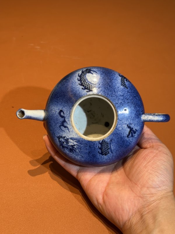 清道光 唐英风格青花云龙纹茶壶 - 图7