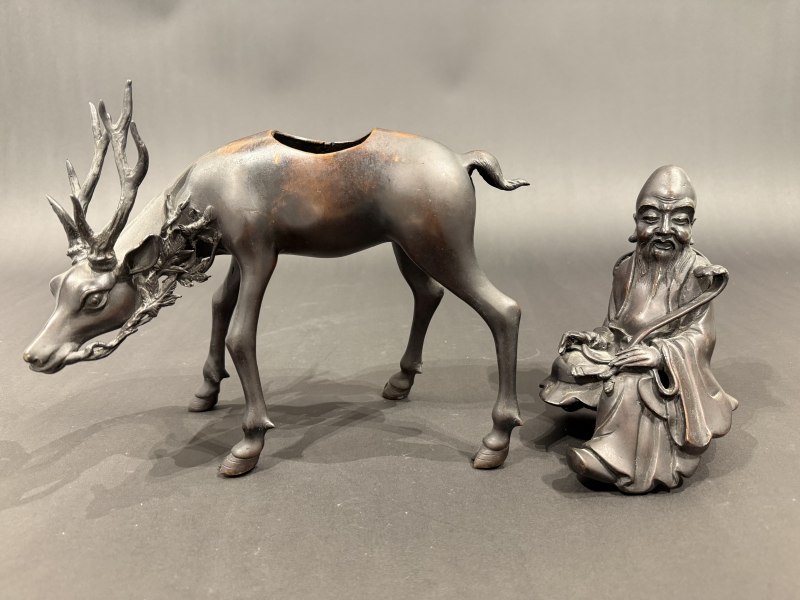 銅制老子騎鹿香薰 - 图4