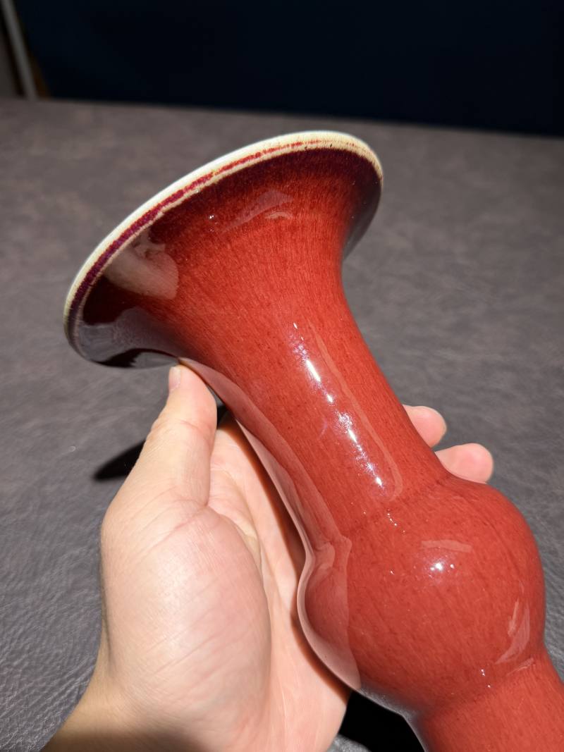 清乾隆 红釉花觚 - 图6
