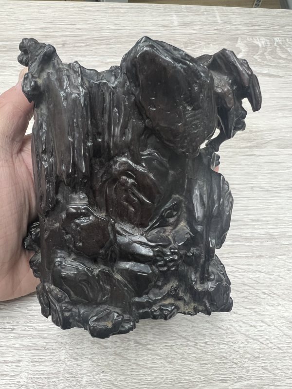 清 紫檀隨形筆筒 - 图3