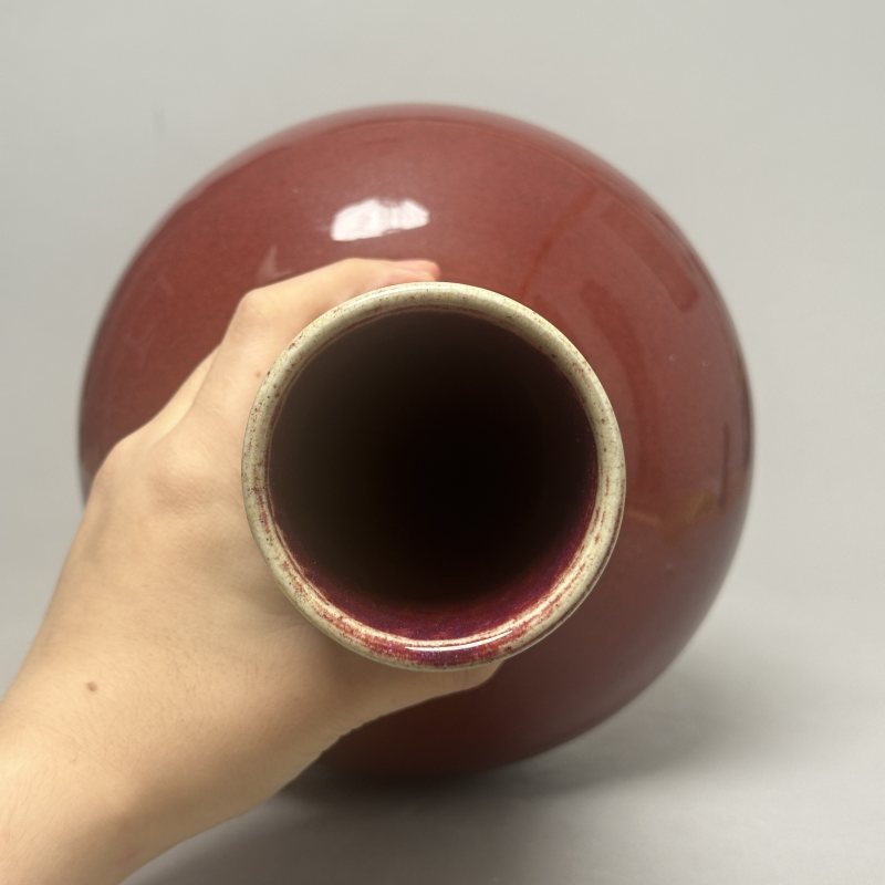清乾隆 钧红釉天球瓶 - 图3