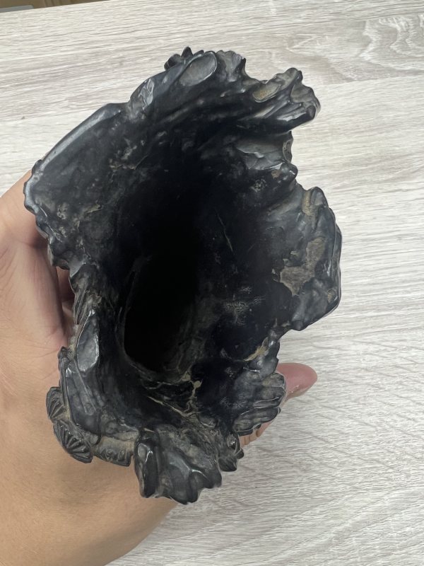清 紫檀隨形筆筒 - 图4