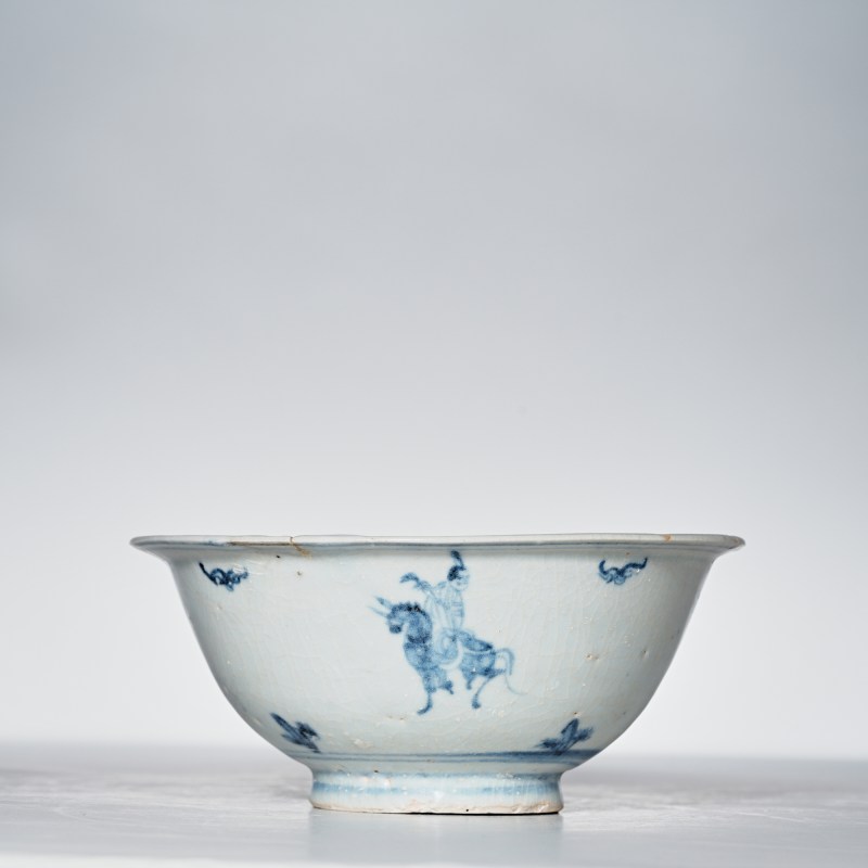 明 青花高士骑驴图小碗 - 图1