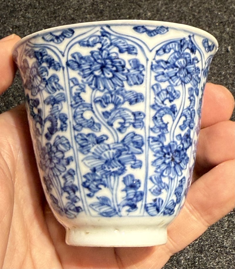 清康熙 青花花卉紋杯碟三套 - 图13