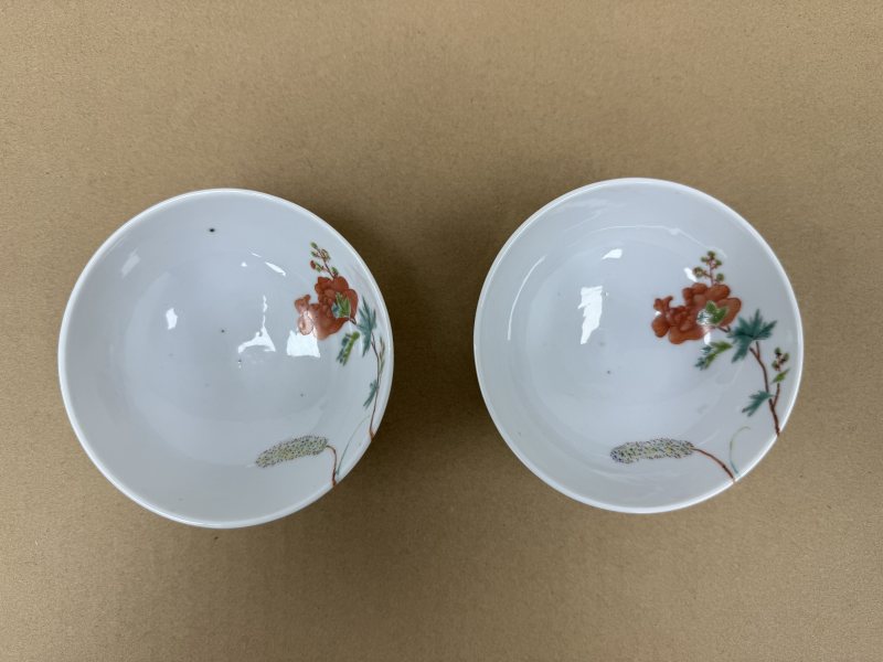 清雍正 粉彩花卉紋碗一對 - 图5