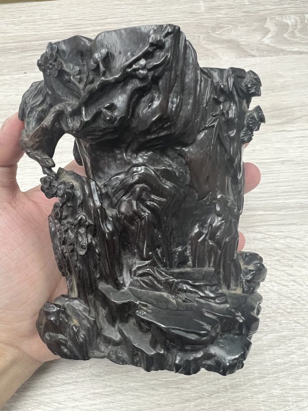 清 紫檀隨形筆筒 - 图5