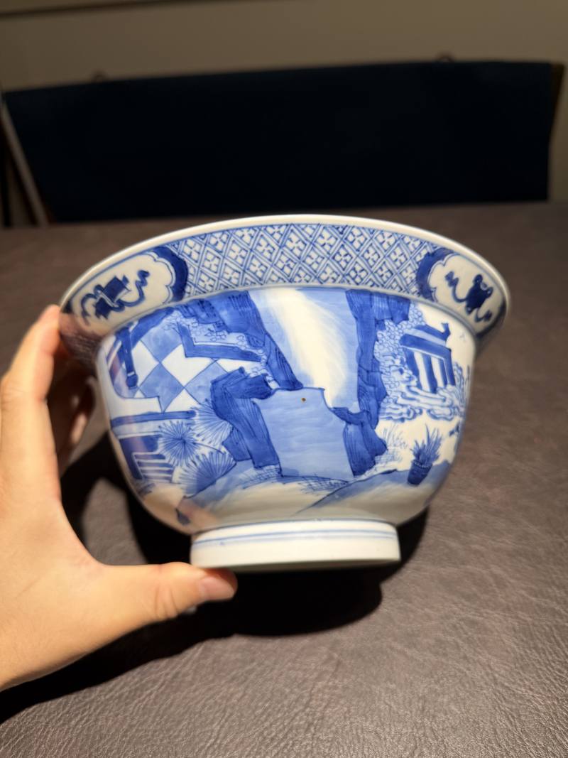 清康熙 青花人物图大碗 - 图4