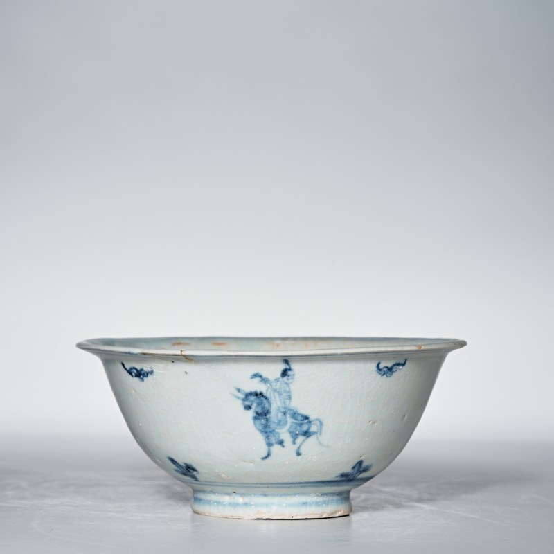 明 青花高士骑驴图小碗 - 图2