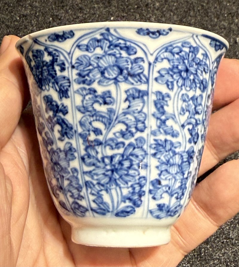 清康熙 青花花卉紋杯碟三套 - 图14