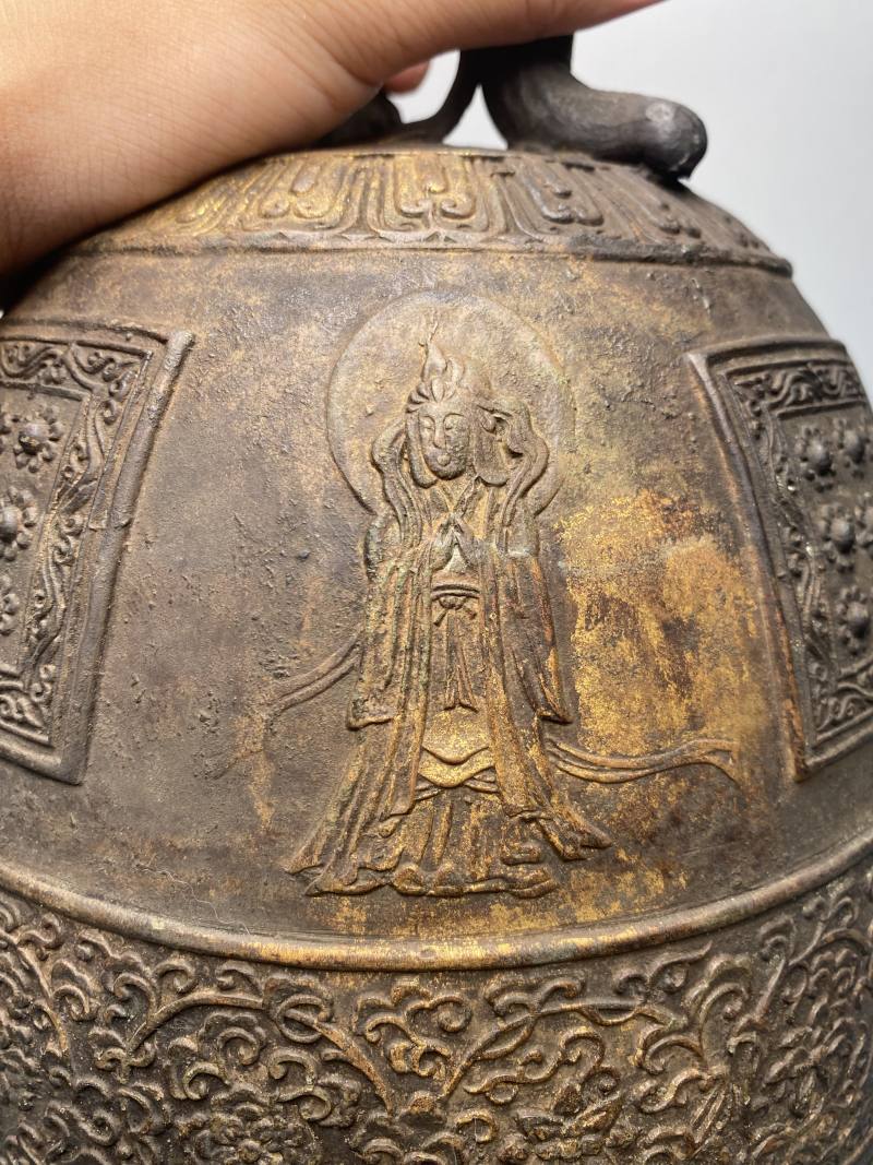 十九世纪 铜鎏金龙钮梵钟 - 图16
