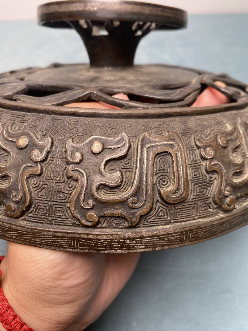 明 铜错金银兽面纹炉 - 图11