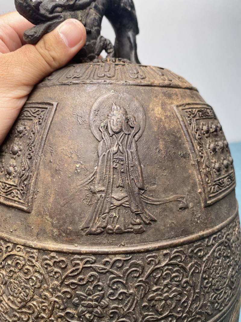 十九世纪 铜鎏金龙钮梵钟 - 图17