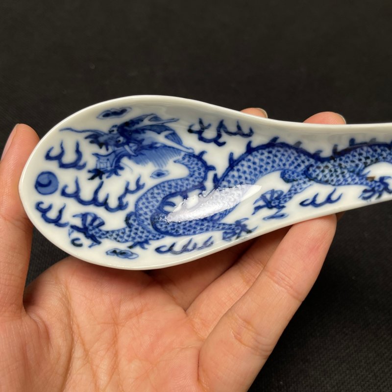 清光绪 青花龙纹匙一对 - 图7