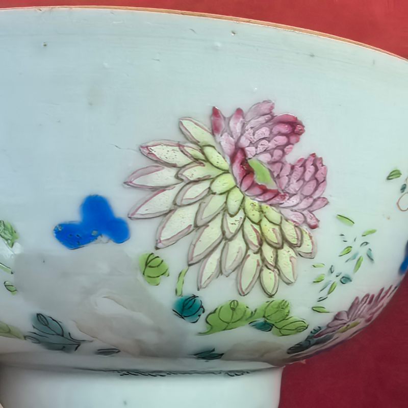清中期 粉彩花卉纹碗 - 图9