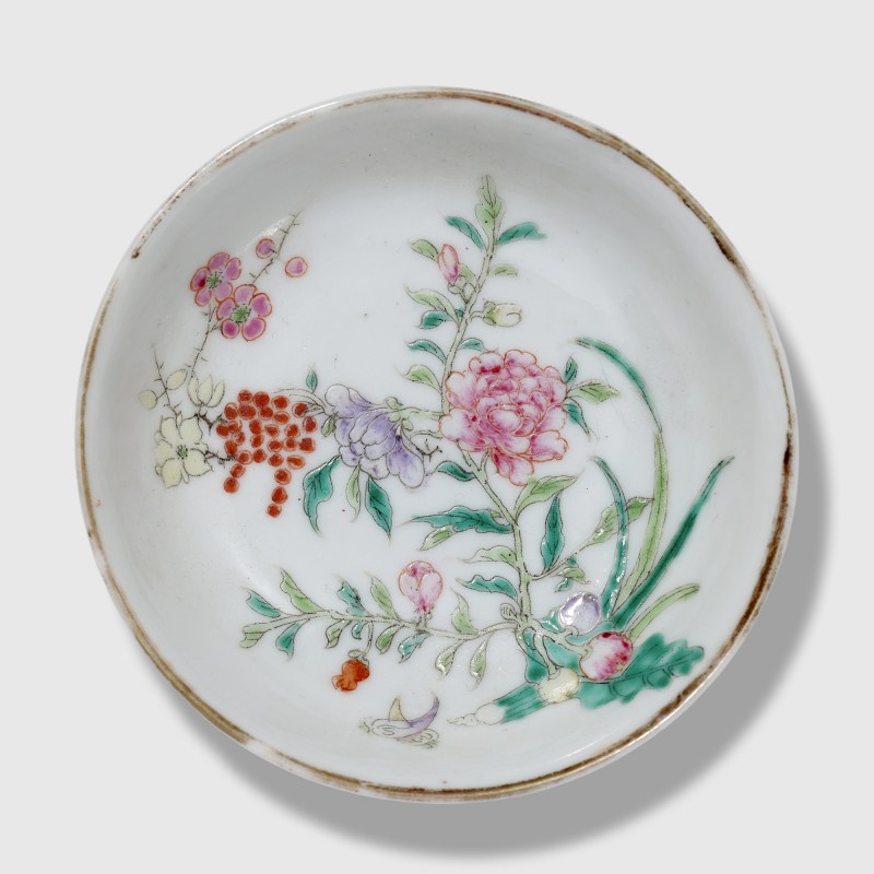 民国 粉彩花卉纹盘