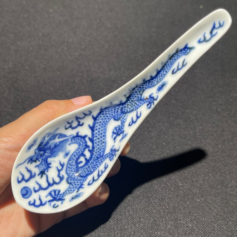 清光绪 青花龙纹匙一对 - 图10