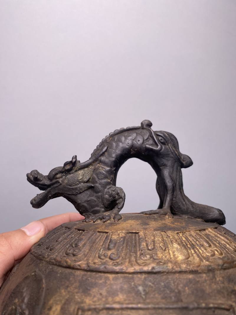 十九世纪 铜鎏金龙钮梵钟 - 图21