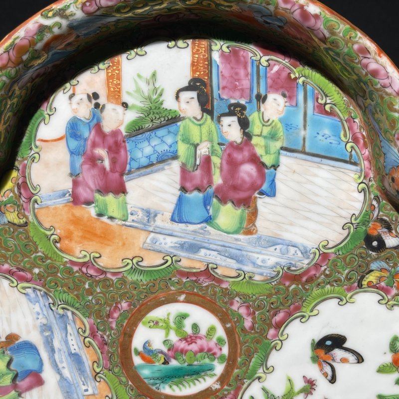 清中期 广彩人物故事花鸟茶盘 - 图3