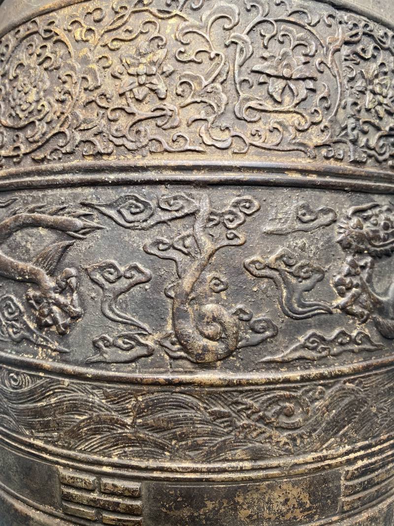 十九世纪 铜鎏金龙钮梵钟 - 图14