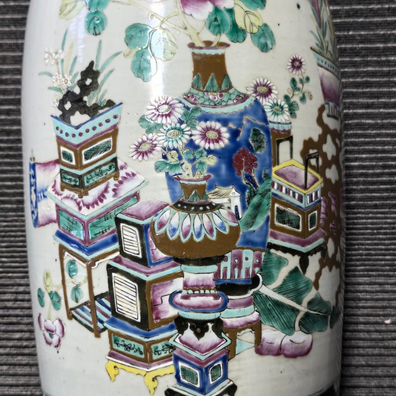 清晚期 粉彩群仙祝寿双耳花口大瓶一对 - 图13