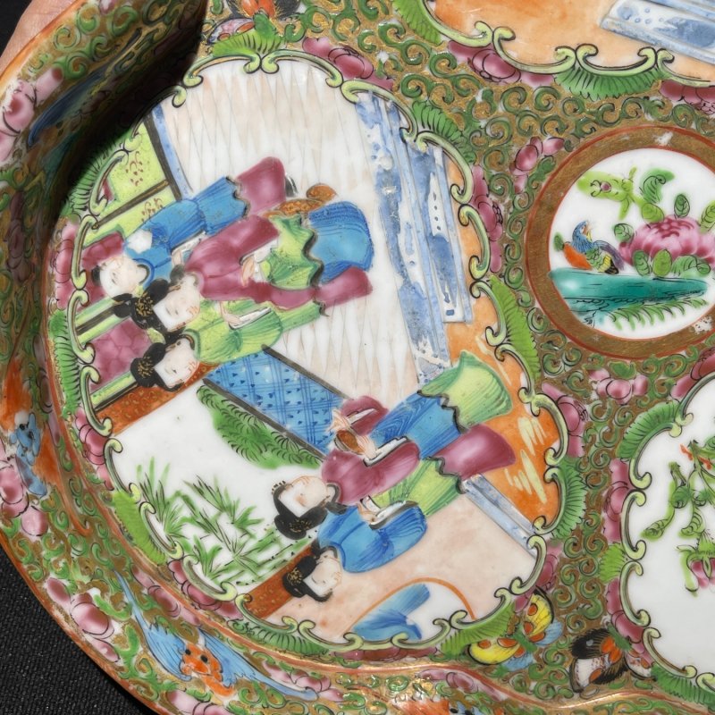 清中期 广彩人物故事花鸟茶盘 - 图4