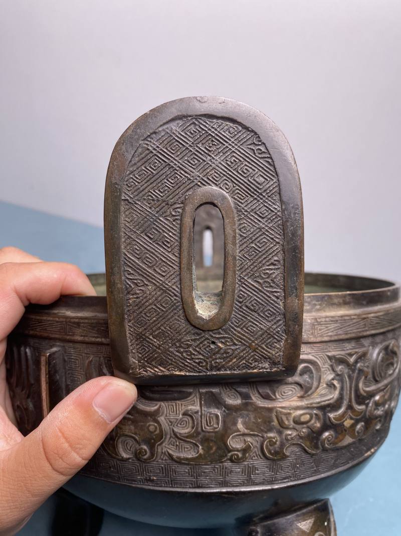 明 铜错金银兽面纹炉 - 图18