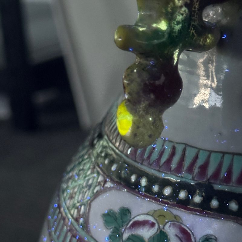 清晚期 粉彩群仙祝寿双耳花口大瓶一对 - 图17