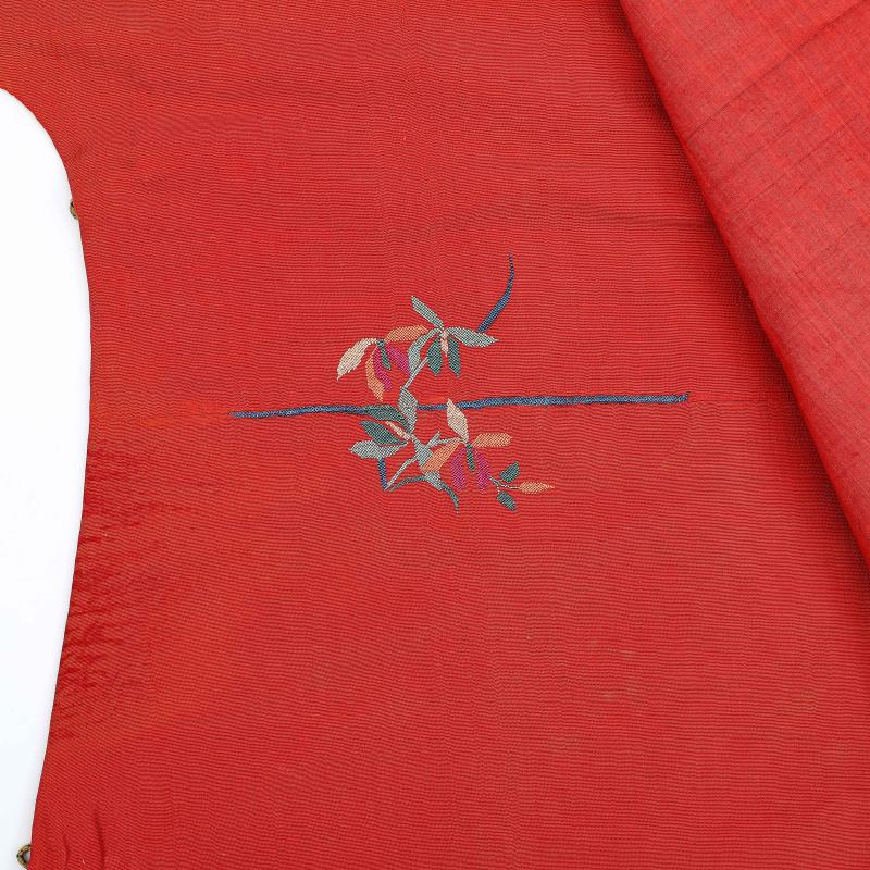 清 红地纳纱喜相逢吉服袍 - 图8