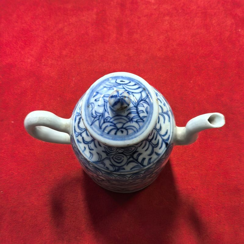 清中期 青花线描缠枝花卉纹壶 - 图7