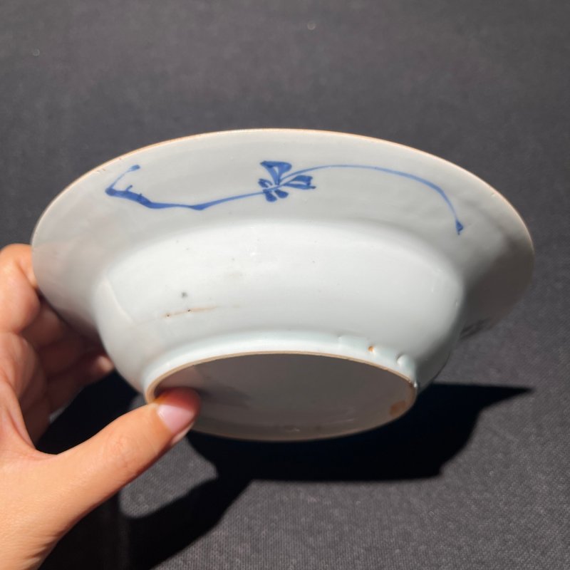 清康熙 青花花卉纹折沿盘一组两件 - 图4