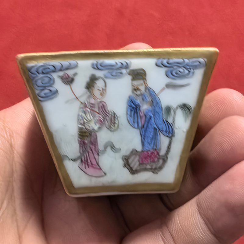 清中期 粉彩八仙人物四方杯 - 图8