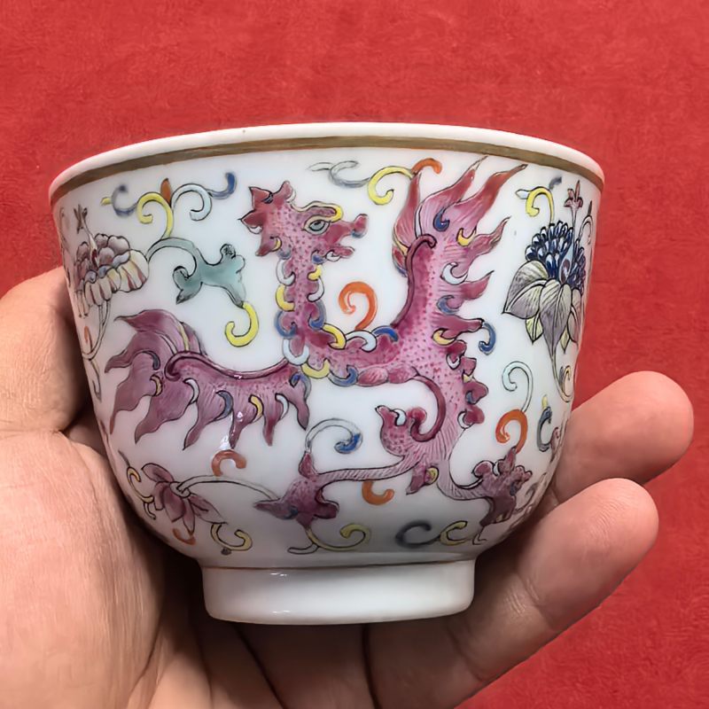 清光绪 粉彩夔凤纹杯 - 图8