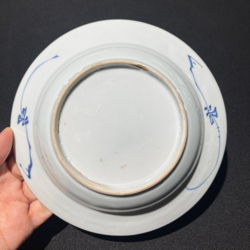 清康熙 青花花卉纹折沿盘一组两件 - 图5