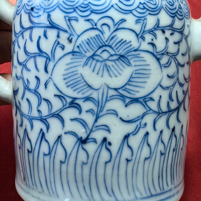 清中期 青花线描缠枝花卉纹壶 - 图10