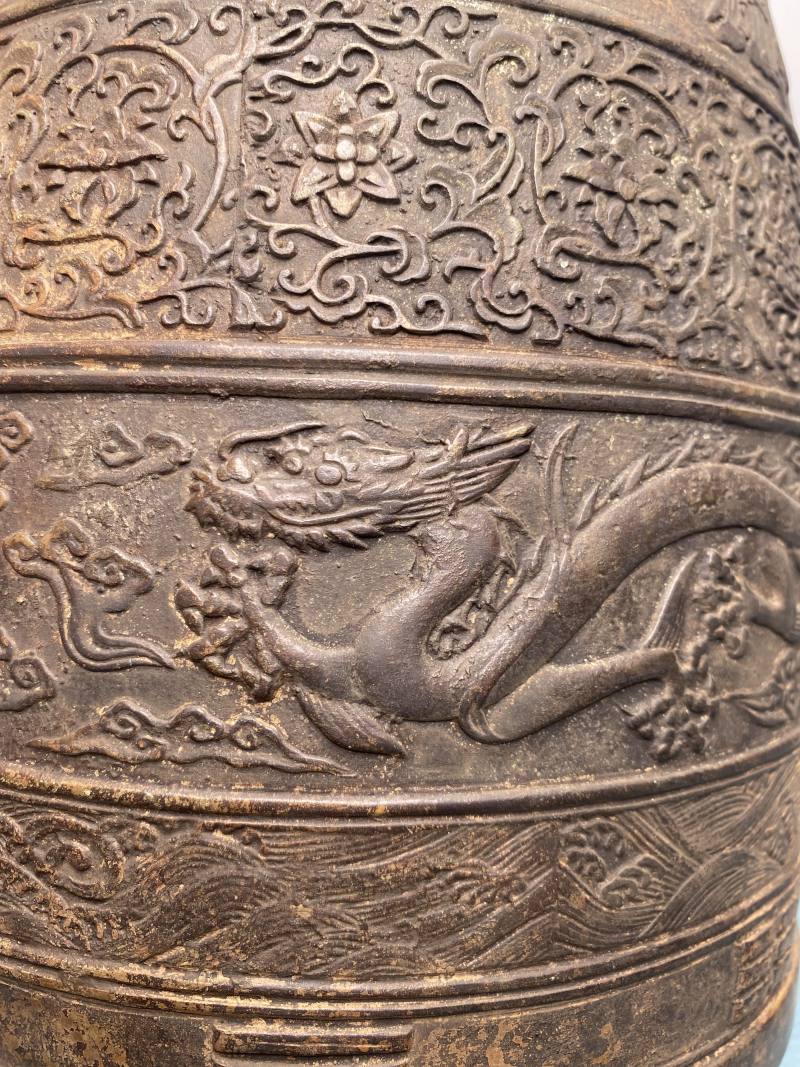 十九世纪 铜鎏金龙钮梵钟 - 图15