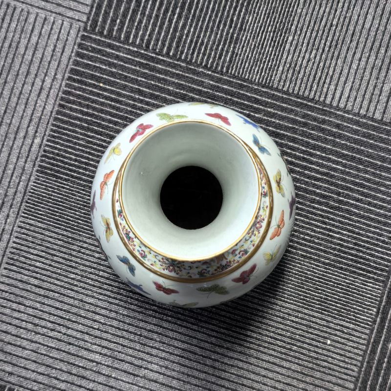 清宣统 粉彩百蝶纹玉堂春瓶 - 图8