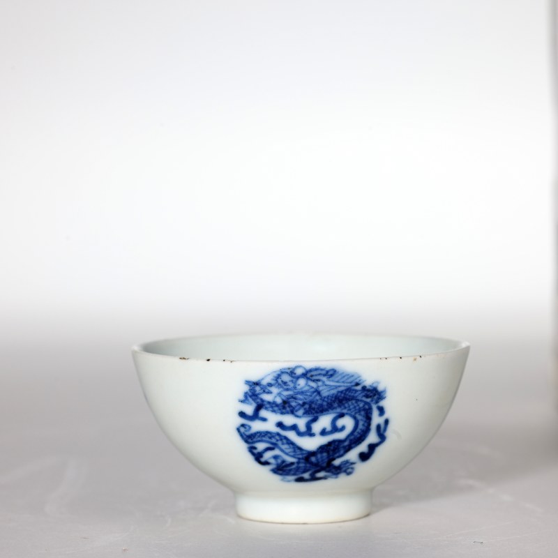 清中晚期 青花团龙纹茶园 - 图2