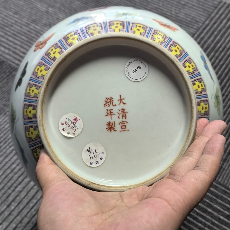 清宣统 粉彩百蝶纹玉堂春瓶 - 图14