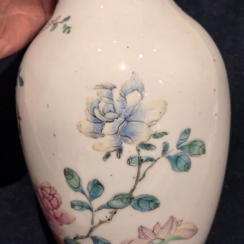 民国 粉彩花鸟纹瓶 - 图9