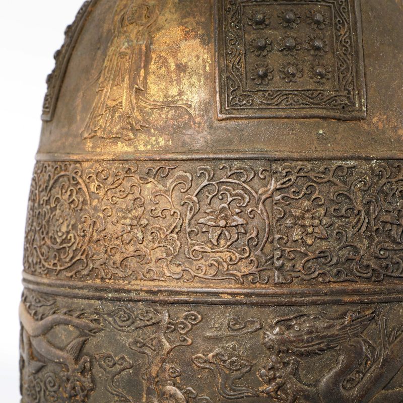 十九世纪 铜鎏金龙钮梵钟 - 图8