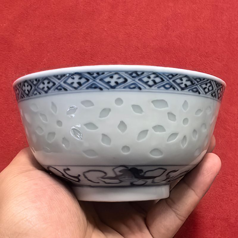 民国 青花玲珑瓷碗 - 图9