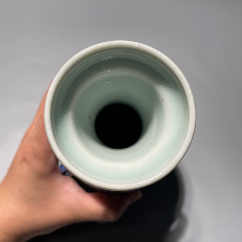 清晚期 仿万历青花龙凤纹兽耳瓶一对 - 图7